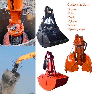 Doppio cilindro Mini Excavator Clamshell Bucket, escavatore idraulico Grab Bucket
