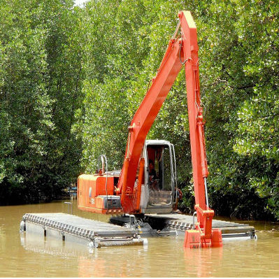 Braccio lungo 14 metri per escavatore anfibio per la pulizia del fiume